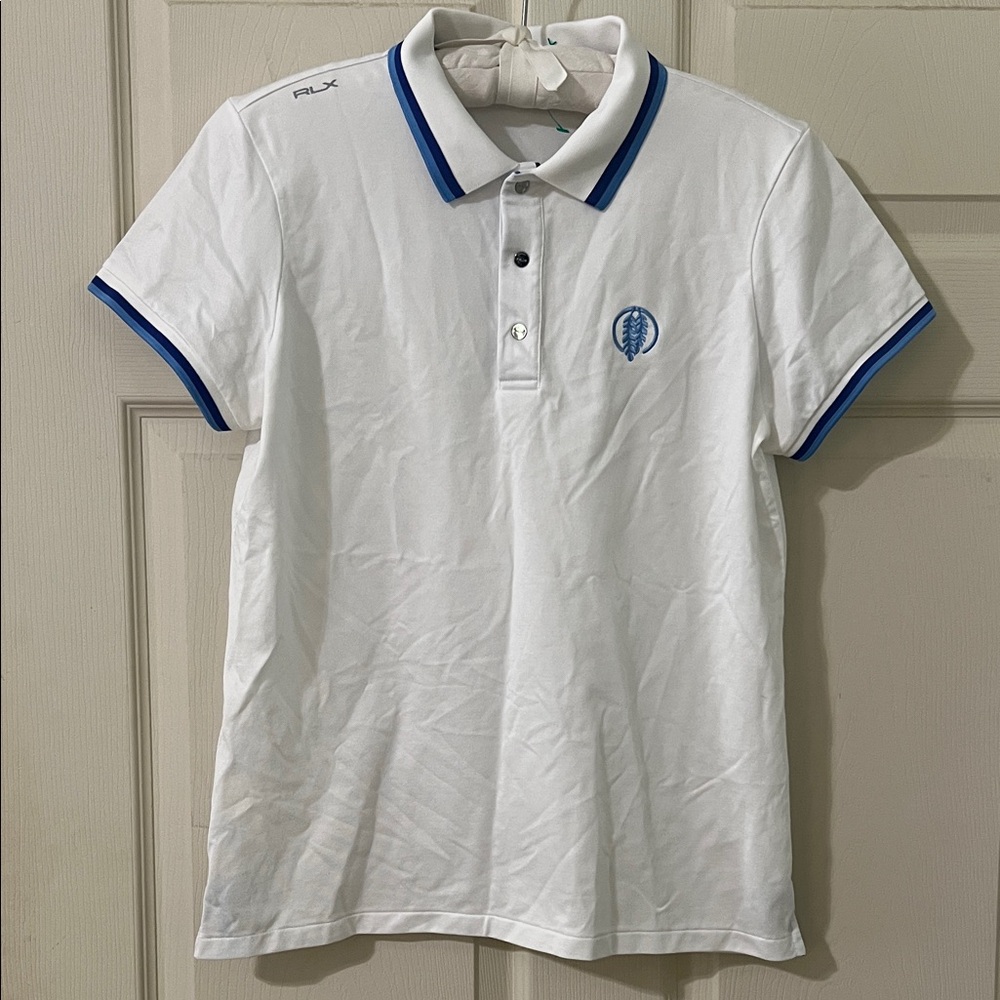 RLX Ralph Lauren White Polo with Blue Accents
